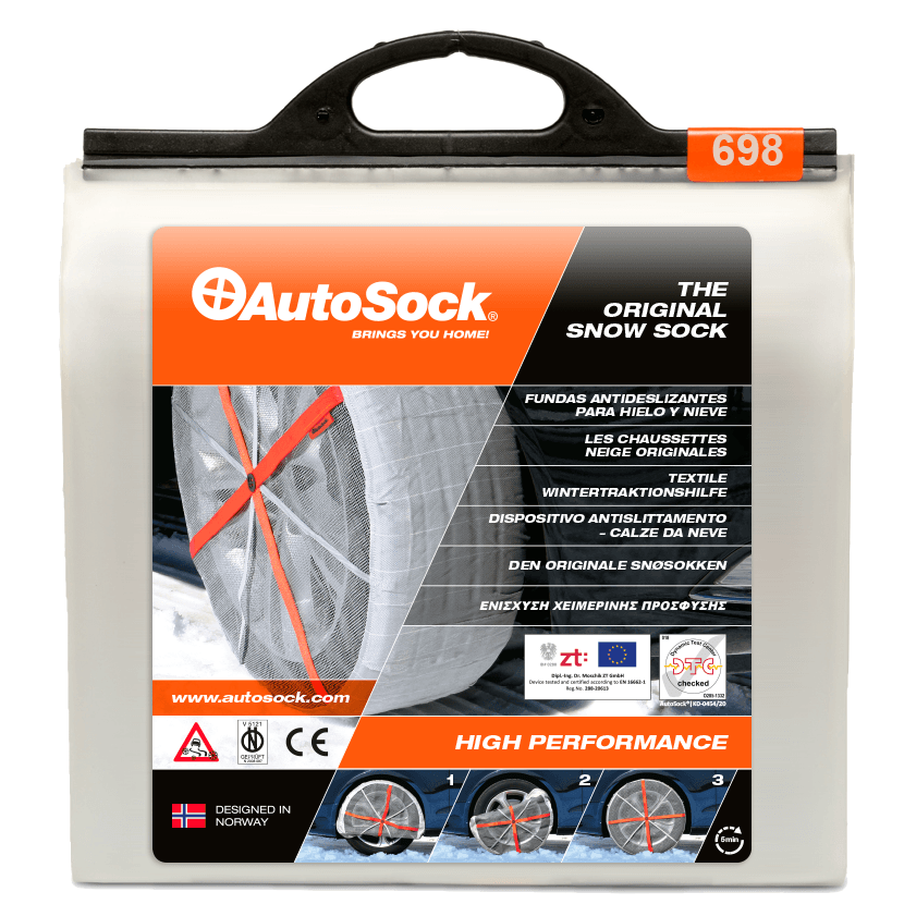 Product Packaging of AutoSock HP 698 HP698 for passenger cars and light commercial vehicles (front view)