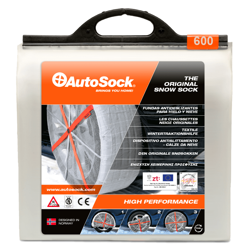 Product Packaging of AutoSock HP 600 HP600 for passenger cars and light commercial vehicles (front view)