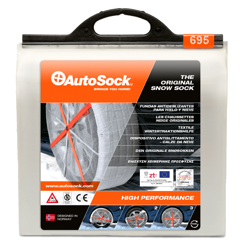 Product Packaging of AutoSock HP 695 HP695 for passenger cars and light commercial vehicles (front view)